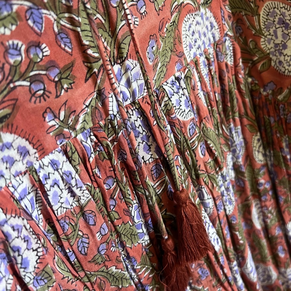 Dolma Mylah Floral Midi Dress Cotton Block Print - Picture 8 of 9